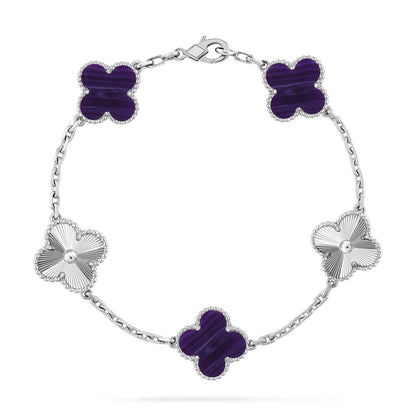 [⭐Mirelle]CLOVER 5 MOTIF PURPLE STRIPES BRACELET COLLECTION