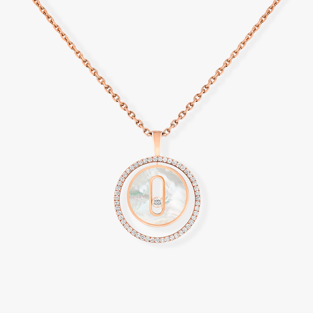 [⭐Mirelle]Demo MOVE 1 DIAMOND WHITE MOTHER OF PEARL PINK GOLD DIAMOND NECKLACE