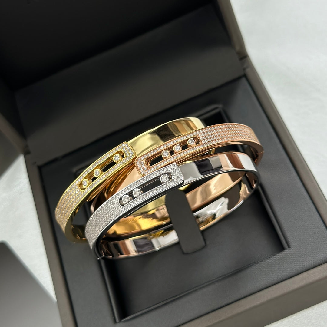 [⭐Mirelle]Move Noa Rose Gold Pavé Diamond Bangle Bracelet