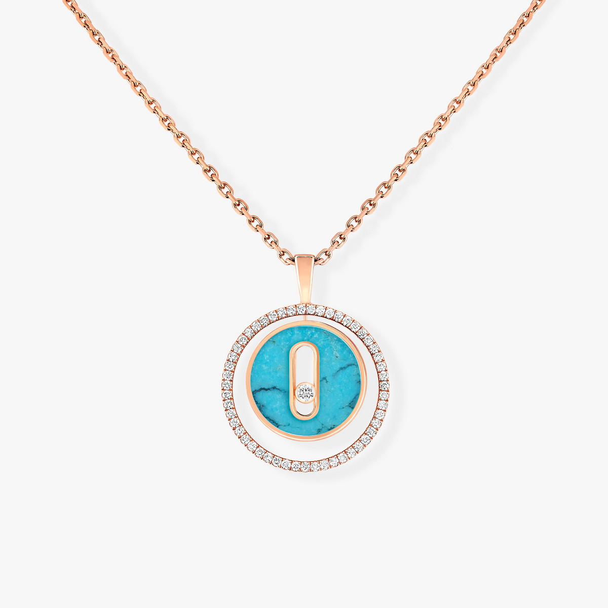 [⭐Mirelle]Demo MOVE 1 DIAMOND TURQUOISE PINK GOLD DIAMOND NECKLACE