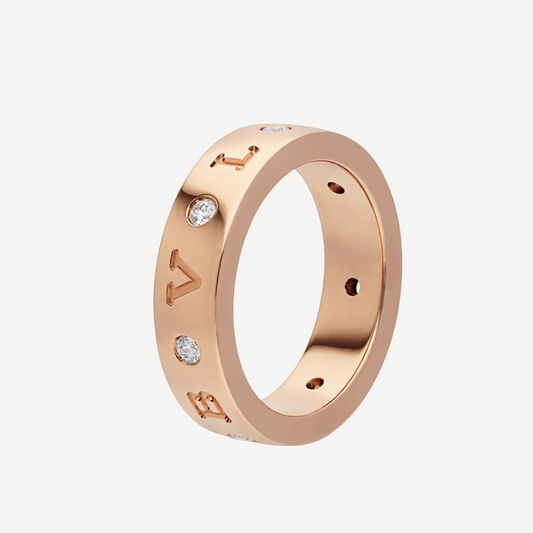 [⭐Mirelle]ZERO 1 ESSENTIAL PINK GOLD BAND WITH DIAMONDS RING