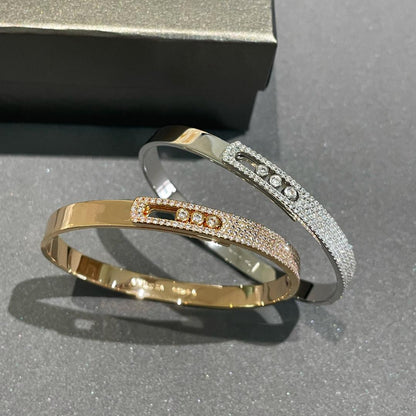 [⭐Mirelle]Move Noa Rose Gold Pavé Diamond Bangle Bracelet