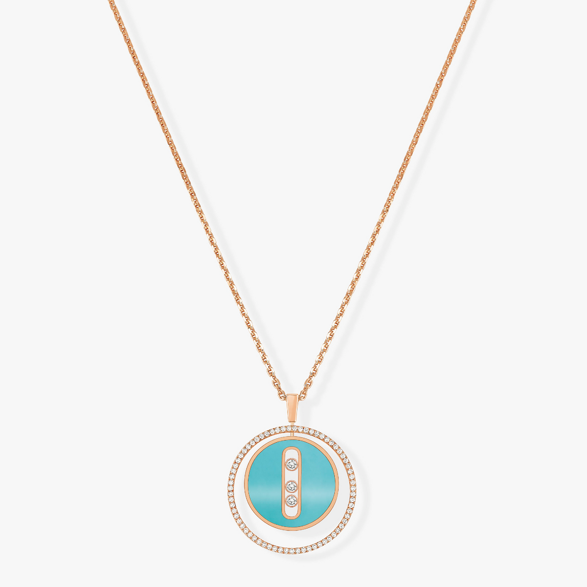 [⭐Mirelle]Demo MOVE 3 DIAMONDS TURQUOISE PINK GOLD DIAMOND NECKLACE