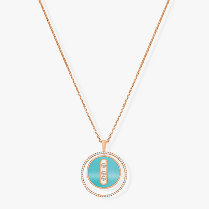 [⭐Mirelle]Demo MOVE 3 DIAMONDS TURQUOISE PINK GOLD DIAMOND NECKLACE