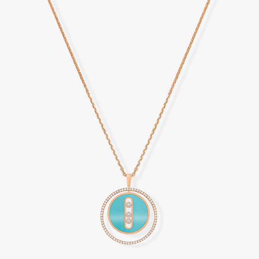 [⭐Mirelle]Demo MOVE 3 DIAMONDS TURQUOISE PINK GOLD DIAMOND NECKLACE