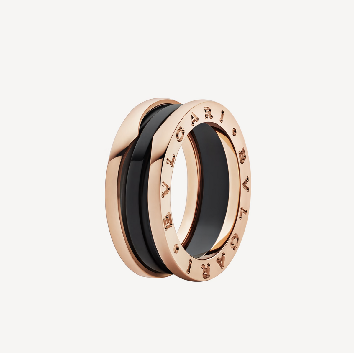 [⭐Mirelle]ZERO 1 TWO-BAND LOOPS AND BLACK CERAMIC PINK GOLD RING
