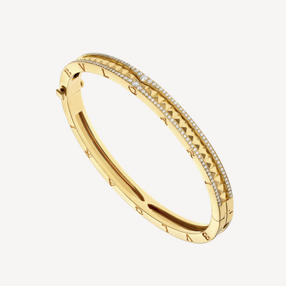 [⭐Mirelle]ZERO 1 SPIRAL AND PAVED DIAMOND GOLD BRACELET