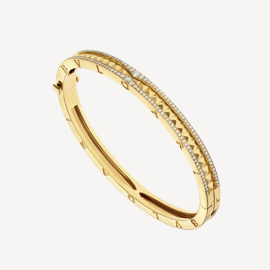 [⭐Mirelle]ZERO 1 SPIRAL AND PAVED DIAMOND GOLD BRACELET