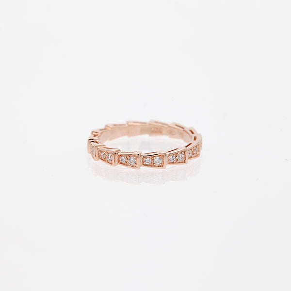 [⭐Mirelle]SERPENTI RING PINK GOLD DIAMOND PAVED 3MM