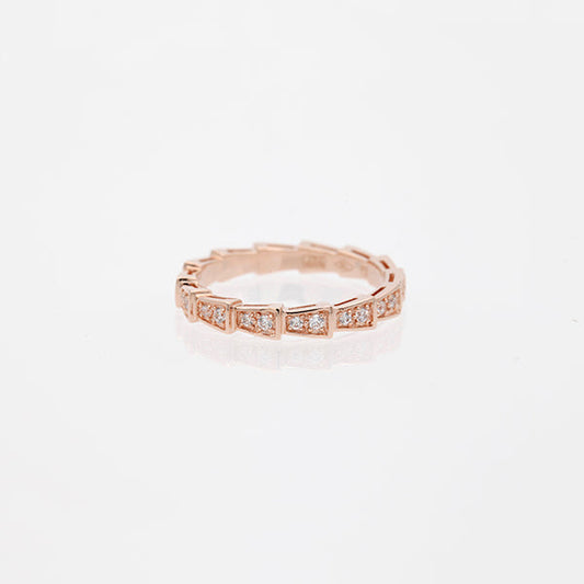 [⭐Mirelle]SERPENTI RING PINK GOLD DIAMOND PAVED 3MM
