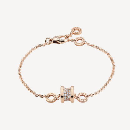 [⭐Mirelle]ZERO 1 SOFT PINK GOLD WITH PAVED DIAMONDS ON THE SPIRAL BRACELET