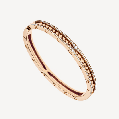 [⭐Mirelle]ZERO 1 SPIRAL AND PAVED DIAMOND PINK GOLD BRACELET