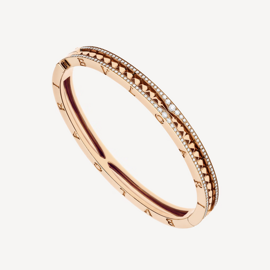 [⭐Mirelle]ZERO 1 SPIRAL AND PAVED DIAMOND PINK GOLD BRACELET