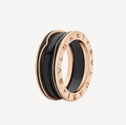 [⭐Mirelle]ZERO 1 TWO-BAND WITH MATTE BLACK CERAMIC PINK GOLD RING