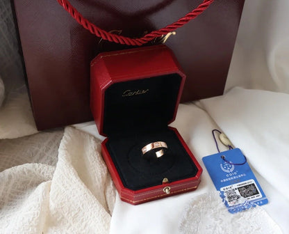 [⭐Mirelle]LOVE RING 5.5MM 6 DIAMONDS PINK GOLD
