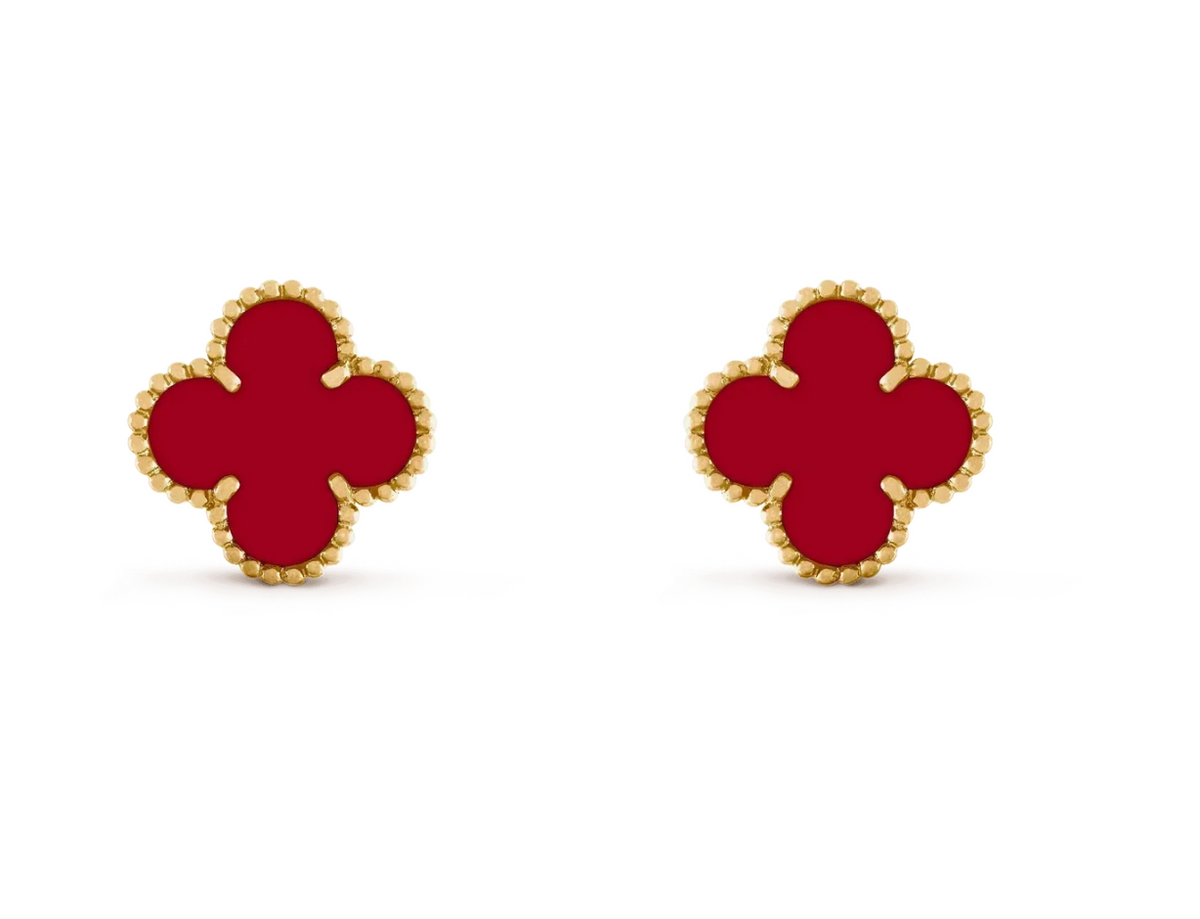 [⭐Mirelle] CLOVER 20MM RED AGATE EARRINGS