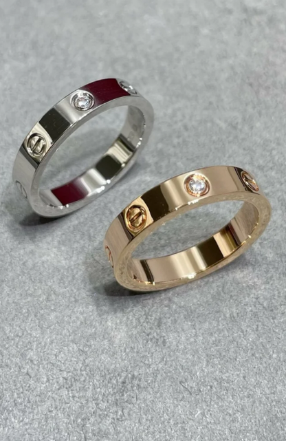 [⭐Mirelle]LOVE RING 4MM 1 DIAMOND SILVER