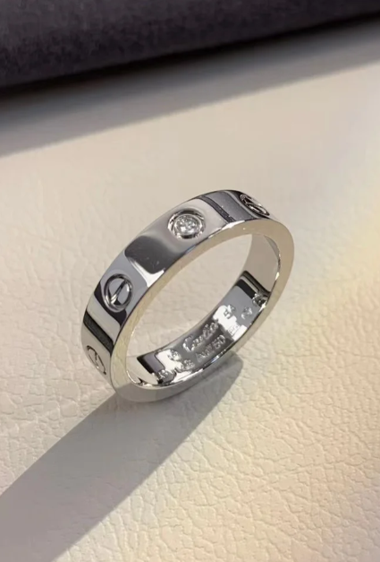 [⭐Mirelle]LOVE RING 4MM 1 DIAMOND SILVER