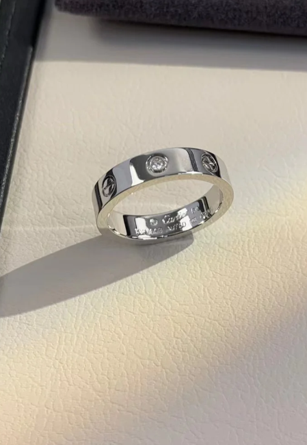 [⭐Mirelle]LOVE RING 4MM 1 DIAMOND SILVER