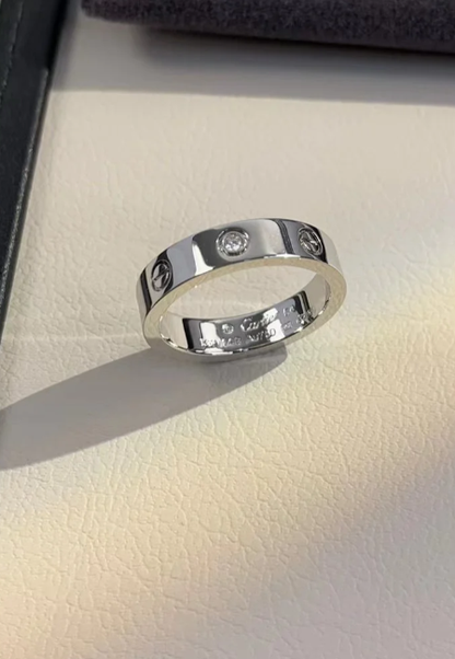 [⭐Mirelle]LOVE RING 4MM 1 DIAMOND SILVER