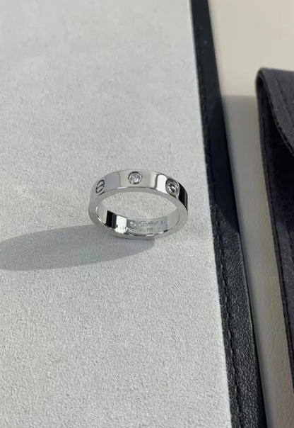 [⭐Mirelle]LOVE RING 4MM 1 DIAMOND SILVER