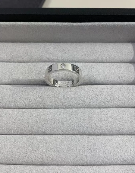 [⭐Mirelle]LOVE RING 4MM 1 DIAMOND SILVER
