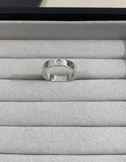 [⭐Mirelle]LOVE RING 4MM 1 DIAMOND SILVER