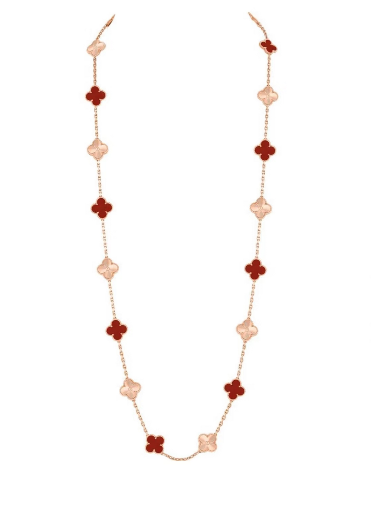 [⭐Mirelle]CLOVER 20 MOTIFS LASER CARNELIAN NECKLACE