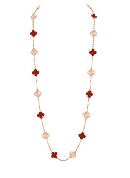 [⭐Mirelle]CLOVER 20 MOTIFS LASER CARNELIAN NECKLACE