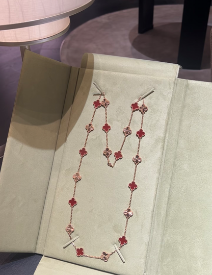 [⭐Mirelle]CLOVER 20 MOTIFS LASER CARNELIAN NECKLACE