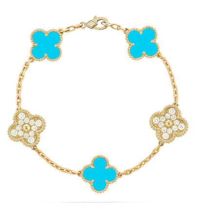 [⭐Mirelle] CLOVER 5 MOTIF TURQUOISE BRACELET COLLECTION