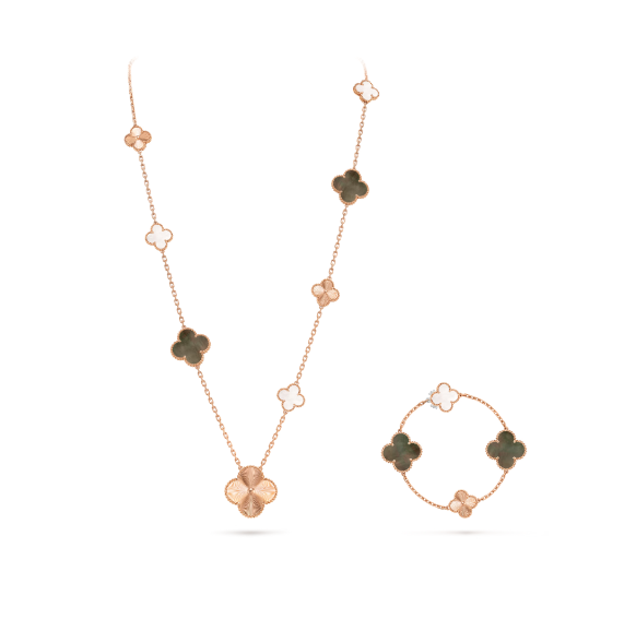 [⭐Mirelle]DETACHABLE CLOVER 15(11+4) FLOWER SILVER NECKLACE SET
