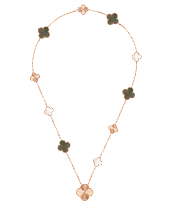 [⭐Mirelle]DETACHABLE CLOVER 15(11+4) FLOWER SILVER NECKLACE SET
