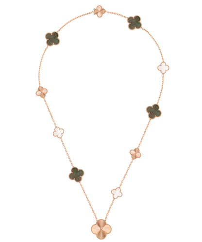 [⭐Mirelle]DETACHABLE CLOVER 15(11+4) FLOWER SILVER NECKLACE SET