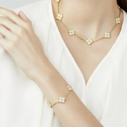 [⭐Mirelle] CLOVER 5 MOTIF FULL DIAMOND BRACELET COLLECTION
