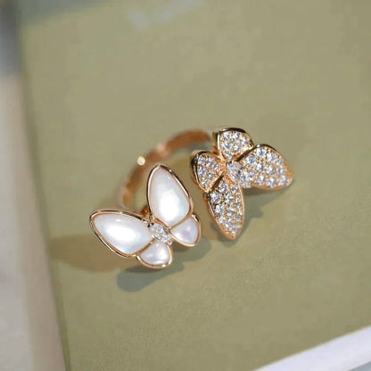 [⭐Mirelle]TWIN BUTTERFLY DIAMOND MOP RING