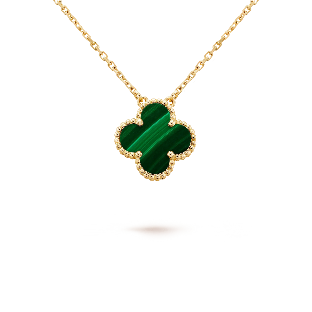 [⭐Mirelle]CLOVER 15MM MALACHITE SINGLE FLOWER  NECKLACE