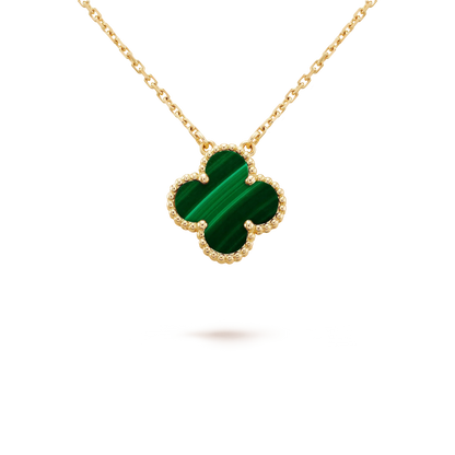 [⭐Mirelle]CLOVER 15MM MALACHITE SINGLE FLOWER  NECKLACE