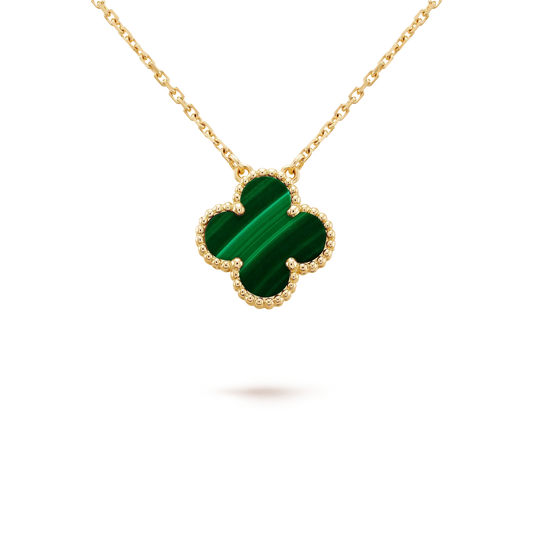 [⭐Mirelle]CLOVER 15MM MALACHITE SINGLE FLOWER  NECKLACE