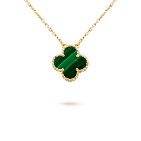 [⭐Mirelle]CLOVER 15MM MALACHITE SINGLE FLOWER  NECKLACE