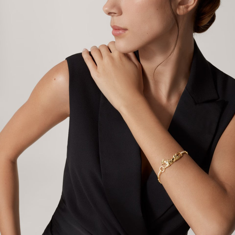[⭐Mirelle]PANTHERE HALF DIAMOND ON CHAIN BRACELET