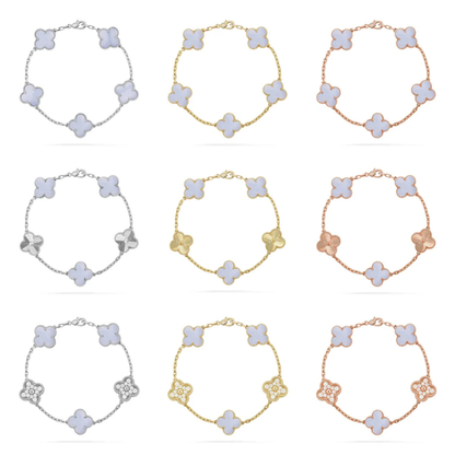 [⭐Mirelle] CLOVER 5 MOTIF PURPLE CHALCEDONY BRACELET COLLECTION