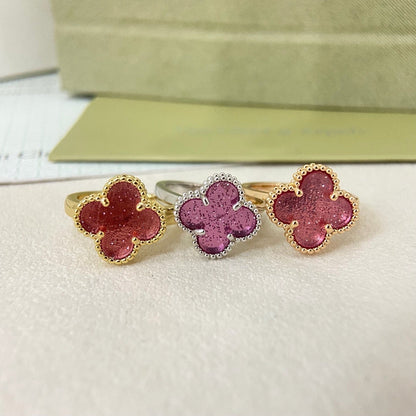 [⭐Mirelle]NEW ROSE QUARTZ FOUR-LEAF CLOVER RING