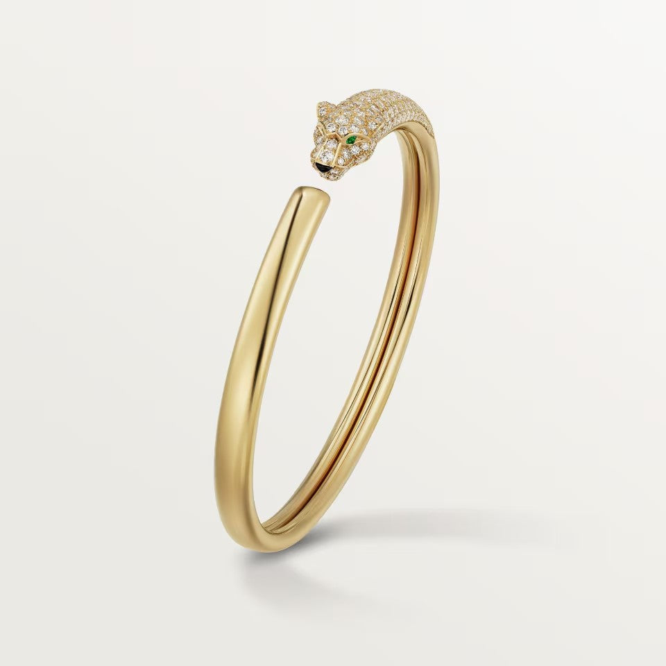 [⭐Mirelle]PANTHERE HALF DIAMOND OPEN BRACELET