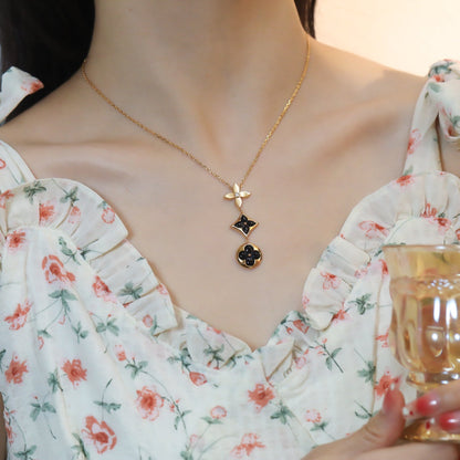 [⭐Mirelle]STAR AND SUN ONYX PINK GOLD NECKLACE