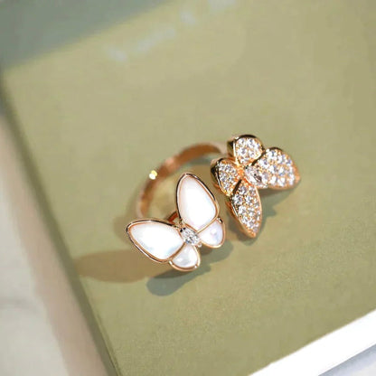 [⭐Mirelle]TWIN BUTTERFLY DIAMOND MOP RING