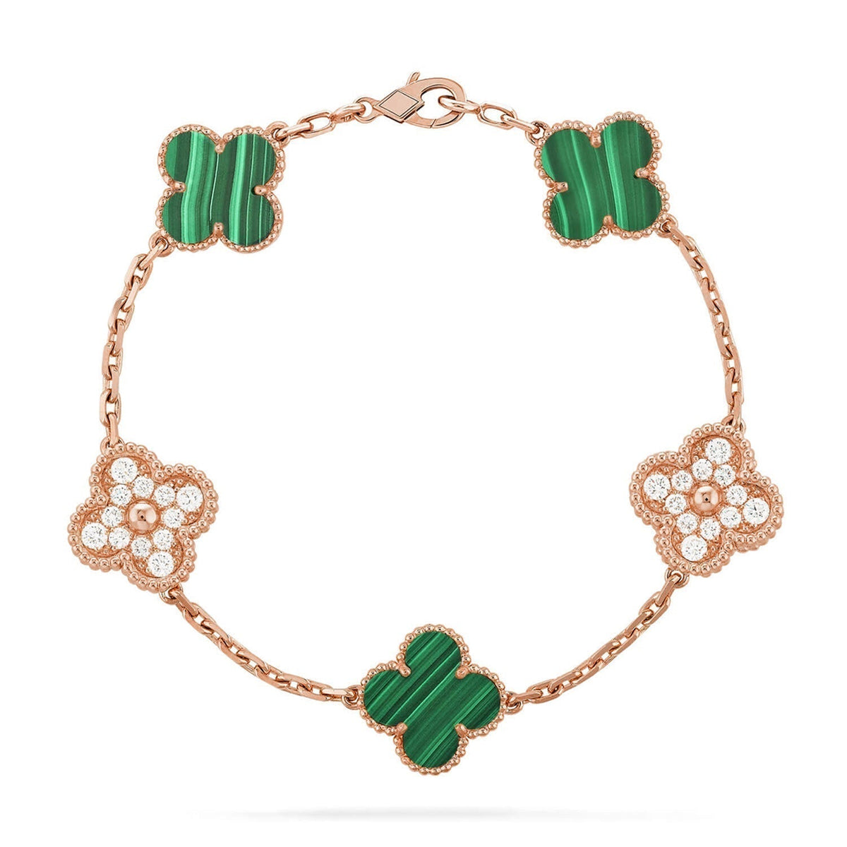 [⭐Mirelle] CLOVER 5 MOTIF MALACHITE BRACELET COLLECTION