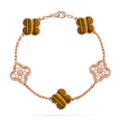 [⭐Mirelle] CLOVER 5 MOTIFS TIGER EYE BRACELET COLLECTION