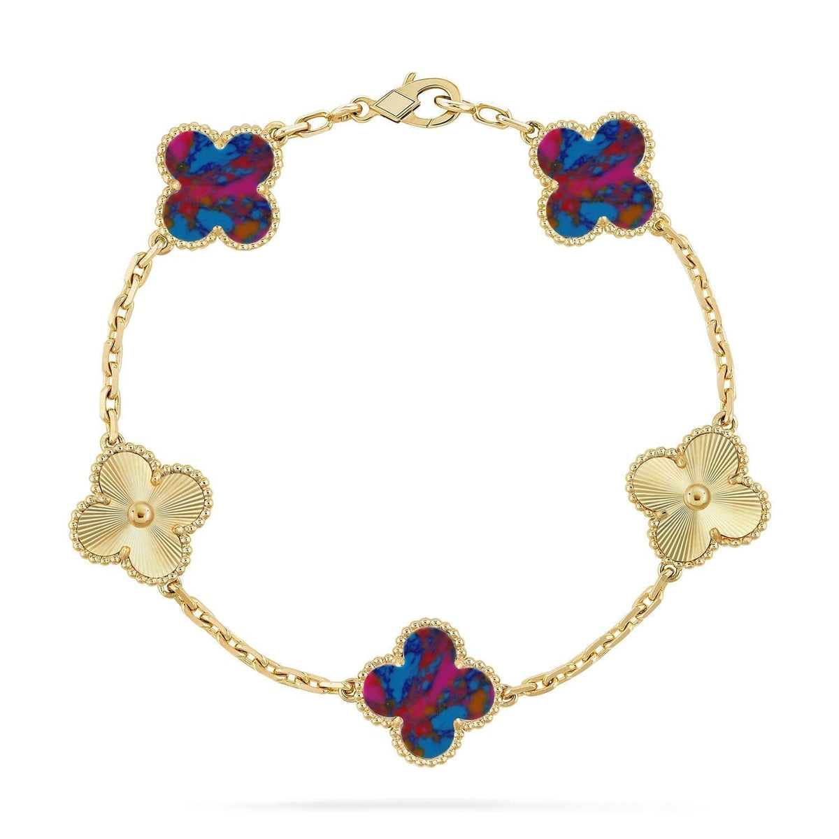 [⭐Mirelle]CLOVER 5 MOTIF COLOR GEMSTONES BRACELET COLLECTION