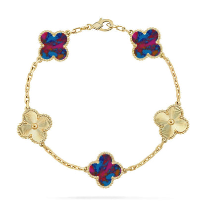 [⭐Mirelle]CLOVER 5 MOTIF COLOR GEMSTONES BRACELET COLLECTION